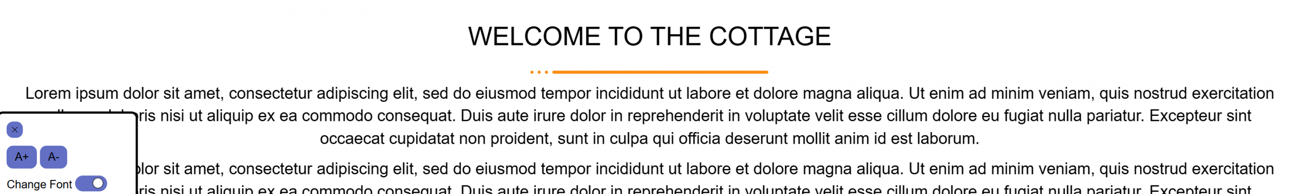 screenshot of showing the font size changed using the accessibility plugin