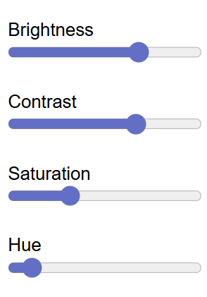 screenshot of showing the different color sliders using the accessibility plugin