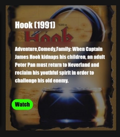 screenshot of movie info used on the streamflix website
